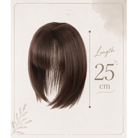 Aspersio Women's Stylish Partial Wig, Heat Resistant Silk, Hair Piece, Conceals Gray Hair, Anti-Thinning Hair, One-touch, Top Cover, 9.8 inches (25 cm), Dark Brown
