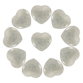 PATIKIL 10 Pcs Natural Heart Shaped Crystal Stone, 1 Inch Mini Polished Love Gemstone Crystal, Pocket Rock Engraved Worry Stones for Women Gifts Meditation, Light Gray