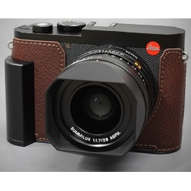 LIM'S Genuine Italy Leather Camera Half Case Metal Grip Dovetail Plate for Leica Q3 [Brown]