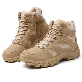 Men’s Tactical Boots 6 Inches Lightweight Military Work Combat Boots Ankle Desert Motorcycle Boot Deep Tan-40