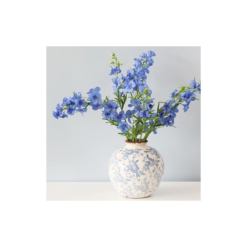 Blue Faux Blooming Delphinium Flower - 39"