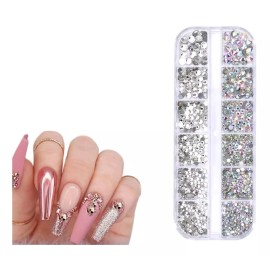 Mouyic  Piedras Decoracion De Uña Tornasol Dorado Rosa 100% Cristal