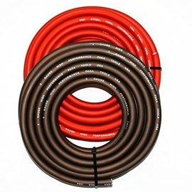 2 Gauge Premium Extra Flexible Black/RED, Amplifier Power/Ground Amp Wire Feet Cable Roll, All Season (5 FEET RED & 5 FEET Black)