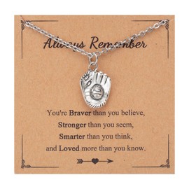 ZKJTEARY Silver baseball mittens glove Necklace for Men Women baseball Necklace for Husband Son Stainless Steel baseball Pendant Sport Necklaces for fans Game Day Team Gifts Christmas gift