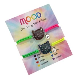 Dinosaur Mermaid Cat Butterfly Unicorn Color Changing Mood Bracelet Set for Women Emotion Feeling Temperature Sensing Wrap Bracelet with Card -Cat