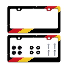 【2Pcs】 German Flag Germany Personalise License Plate Frame Car Metal License Plate Cover Aluminum Accessory License Plate Cover Decor with 2 Holes and Screw 12 x 6 for US Canada Vehicle Standard