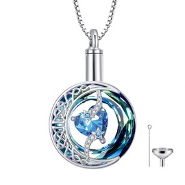 TOUPOP Moon and Star Urn Necklaces for Ashes Topaz December Cremation Birthstone Jewelry 925 Sterling Silver Memorial Keepsake Funeral Pendant Jewelry for Women Wife Mom Mothers Day Gifts