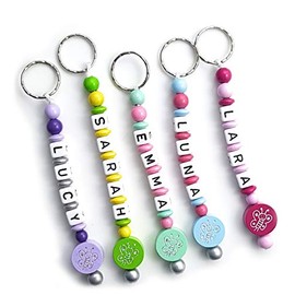 LALALO Butterfly Keyring with Name Engraving - Gift Pendant and Name Chain for Backpack, Changing Bag, Nursery Bag, School Bag - with Key Ring, Pink, butterfly keychain