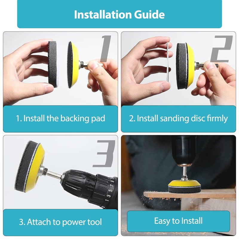 129PCS Wet and Dry Sandpaper 3 Inch Discs Kit, Sanding