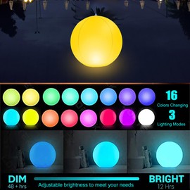 SATXTREM 14 Inch Solar Light Up Floating Pool Lights,RGB Color Solar Powered Pool Lights That Float,Glow in The Dark IP68 Waterproof LED Floating Ball Lights for Pool