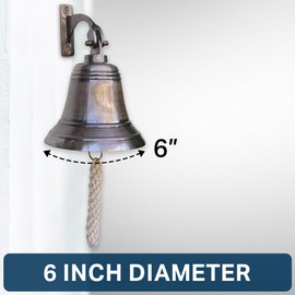 6" Solid Brass Bell Quality Marine Wall Mounted Ship Old Antique Finished Hanging Bell Perfect for Outdoor, School, Bar, Reception, Last Order & Church by The Metal Magician