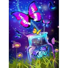 Syntego 5D DIY Magic Butterfly in Glass Diamond Art Painting for Adults 30cm x 40cm Embroidery Rhinestone Canvas by Numbers