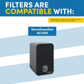 Veva HEPA Filter E Replacement (2 Pack) Compatible with Germ Guardian Air Purifier AC4100 / FLT4100. Pack of 2 HEPA Filters / 6 Carbon Pre-Filters.