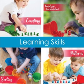 Hapinest Dinosaur Math Counters Color Sorting and Counting Activity Set - Educational Learning Games for Toddlers Preschool and Homeschool - Like Counting Bears