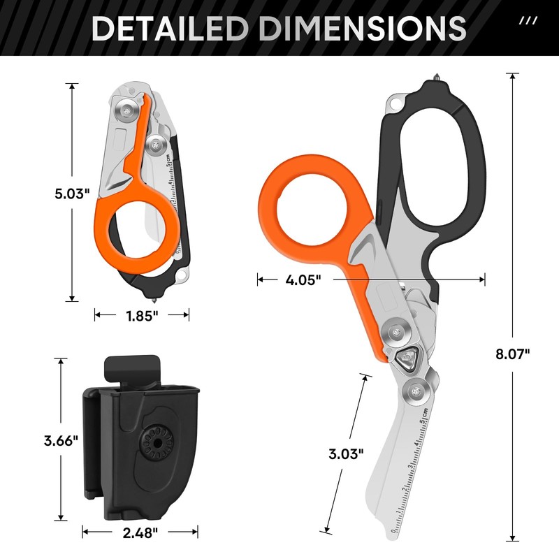 Trauma Shears Emergency Response Shears, Stainless Steel Foldable Scissors Pliers,