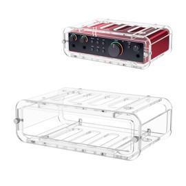 TXEsign Under Desk Holder for Scarlett 2i2 4th Gen, Acrylic Wall Mount Holder Desktop Stand Organizer Station Holder Table Stand for Audio Interface of Recording (Transparent)