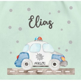 Geschenk mit Namen personalisiert by Shirtracer - Gym Bag Backpack - Police Blue Light Federal Police Car Police Officer, 04 Pastel Green, Unit size