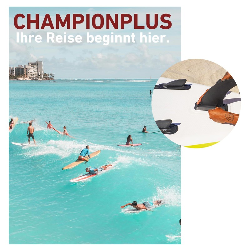 CHAMPIONPLUS Premium Black: SUP Fin - 9" Inflatable Paddle Board
