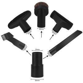 Wiseten Vacuum Cleaner Nozzles Brushes Set 6 PCS Universal Upholstery Nozzle Crevice Nozzle Mattress Nozzle Suction Brush Nozzle with 35mm to 32mm Hose Adapter Black with Shark Hoover Attachments