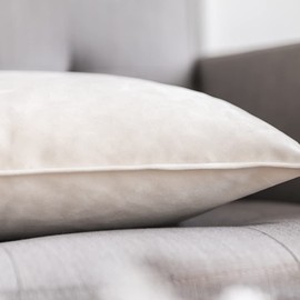 MIULEE Pack of 2 Velvet Soft Decorative Square Christmas Throw Pillow Case Flanges Cushion Covers Pillowcases for Livingroom Sofa Bedroom with Invisible Zipper 30cm x 50cm 12x20 Inch Set of Two Cream