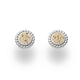 DUR O4909 Women's Stud Earrings in Silver Sand Design Width 8 mm Sterling Silver, Silver, No Gemstone