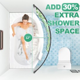 Curved Shower Curtain Rod For Bathroom 38-72 Inches, Adjustable Length, Curved Shower Rod, Metal Rods&Brackets, Round Shower Curtain Rods, Rotate Bracket For Large Shower Space, Need Drilling, Black