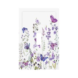 Brinkaloo Purple Butterfly Flowers Blossom Light Switch Plate Cover Decorative 1 Gang Single Toggle Floral Wall Plates Outlet Lightswitch Faceplate Electrical For Girls Bedroom Size 5 X 3