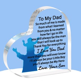 JETTOP Fathers Day Gift from Son Dad Gifts from Son Gifts for Dad Birthday Christmas Acrylic Plaque Love Dad