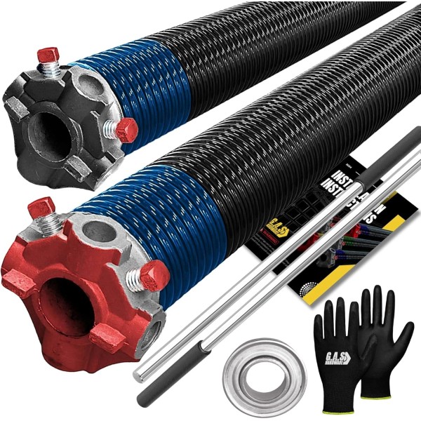 Garage Door Torsion Spring 283x2x40 Pair with 1" Bearing, Gloves