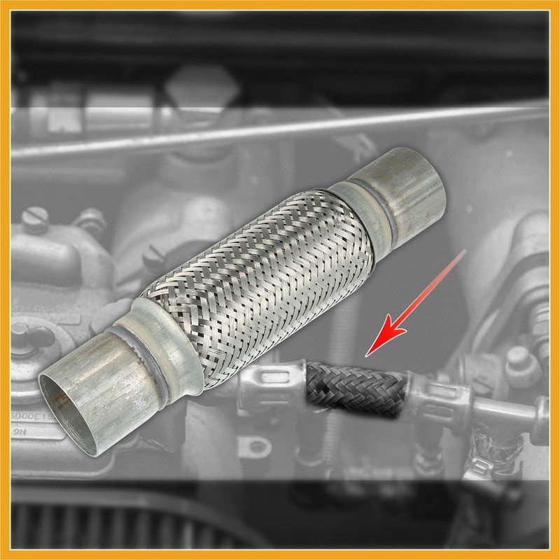 Partuto 2.36"x8"x11.81" Car Exhaust Flex Pipe with Welding Extension Pipe