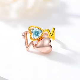 SOULMEET Heartbeat Stethoscope Nurse Ring That Holds Loved Ones Ashes Silver Nurse Birthstone Urn Locket Ring Keepsake Jewelry Memorial Cremation Rings for women, rhinestone, Cubic Zirconia