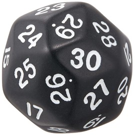 Image Mission Kikamisha KG06475 Dice, 30 Sided Dice, 1.3 inches (33 mm), Black