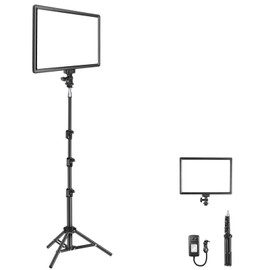 NEEWER 13" LED Video Light Panel, Studio Lighting Kit with Tripod Stand, Dimmable Bi Color Photo Key Light for Streaming Photography Podcast Recording, 3200-5600K CRI97+ 2400Lux/0.5m 8000mAh, NL-192AI