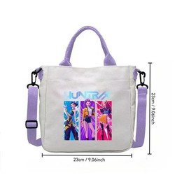 Korean Kpop Demon Hunter Girl New Canvas Bag, Fashion Casual Small Backpack Cartoon Cute Print, Detachable Shoulder Strap Crossbody Bag:_Women's group storage bag C_Multicolor