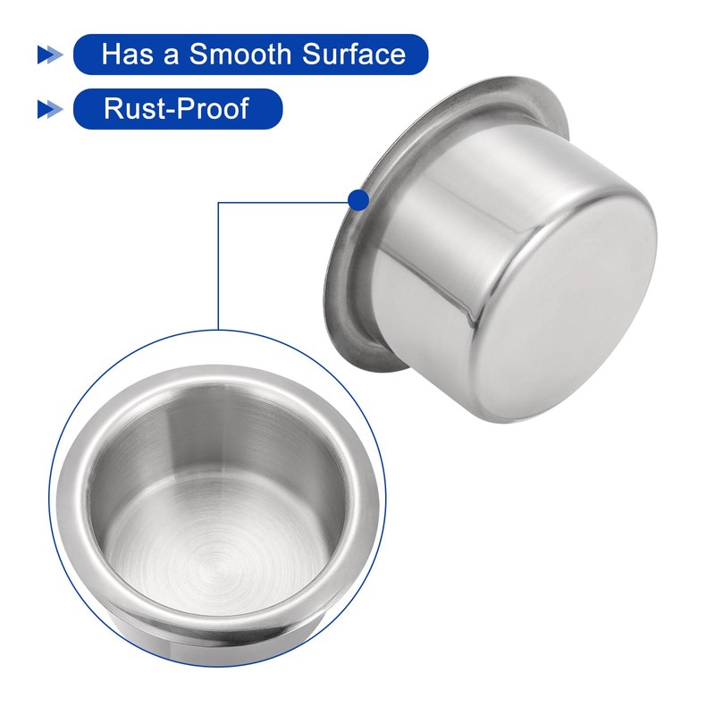 uxcell 2 Pcs 201 Stainless Steel Drop-in Cup, 2.17" x