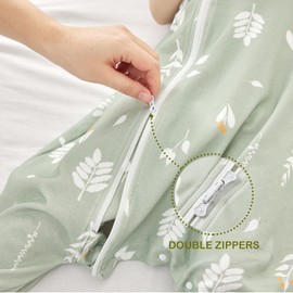 Nivolltha Super Soft 0.5 TOG Sleep Sack with Legs, Side Open Toddler Sleep Sack with Feet, Lightweight Summer Wearable Blanket for Toddler, Foliage, M