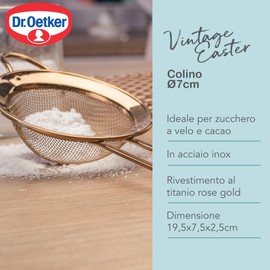 Dr. Oetker Colino da cucina a maglia fitta, colino per setacciare in acciaio inossidabile, setaccio per farina, zucchero a velo, filtro per alimenti, dimensione 10 cm