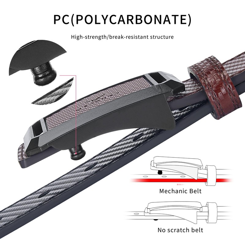 MACBORO Tsa Approved Belts for Men Plastic Buckle Hypoallergenic Non