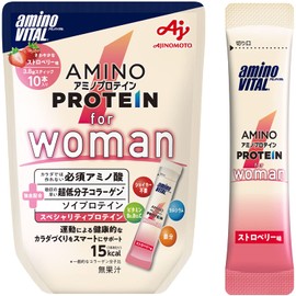 味の素 アミノバイタル アミノプロテイン for woman ストロベリー味 10本入パウチ アミノ酸 BCAA EAA ソイプロテイン コラーゲン ダイエット 女性