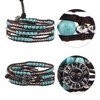 KELITCH Turquoise Beaded Bracelet 3 Wrap Leather Bangle Bracelets Hand-Braided