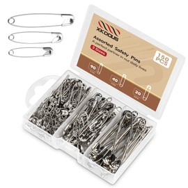 XKDOUS XKDOUS Safety Pins - 150 Pcs Assorted Sizes Silver Pins Bulk - Small & Large Heavy Duty for Clothes, Sewing, Craft
