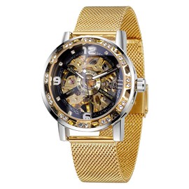 Tiong Mens Watches Fashion Green Display Luminous Hands Silver Stainless Steel Automatic Sport Watches