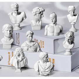 LAGOM HOUSE Greek Bust Statue and Sculptures Set of 10 PCS Mini Figurine Greek Small Goddess Statue for Greek Mythology Decor
