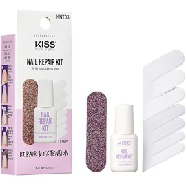 Nail Repair Kit for Damage, Broken, Cracked and Weak Nails - Biotin Infused Glue, File, and 2 Wraps - Made in Korea