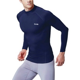 EXIO Japan Men's Mock Turtleneck Compression Shirt Cool&Dry Baselayer Top EX-T02 (Medium, EXT02-NV)