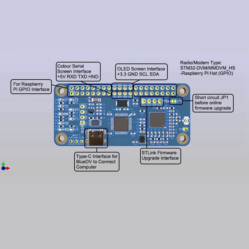 MMDVM Simplex Hotspot Main Board with Pin Header Supports for