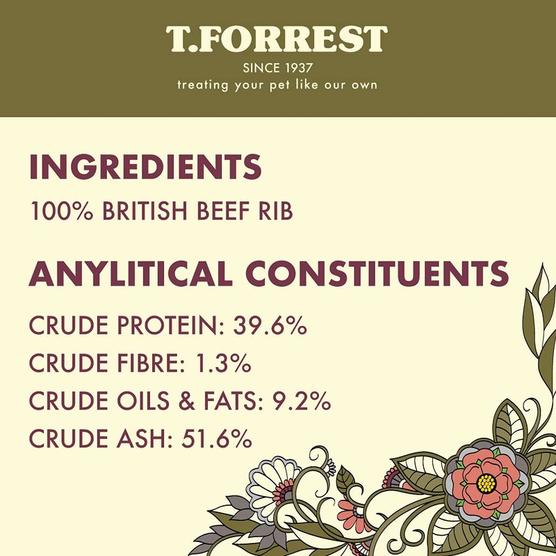 British Roasted 4" Beef Rib Bone x10 for Dogs, 100%