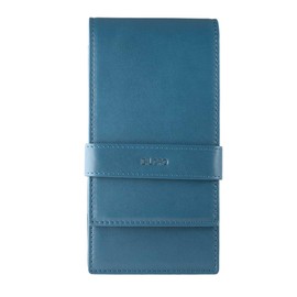 DiLoro Leather Quad Pen Case Pencil Pouch Holder for Four Fountain Ballpoint Rollerball Pens and Pencils (Nappa Blue)