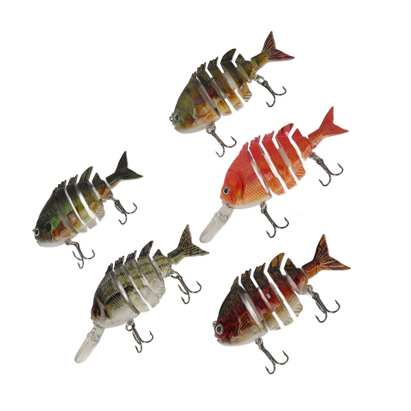 Segmented Fishing Lure Hard 6 Sections with High Carbon Treble
