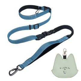 Lunaanda Freihandleinen Hundeleine mit Kotbeutelhalter, Verstellbarer Laufgurt Crossbody Bungee Joggingleine Hunde mit Reflektierenden Nähten für Mittelgroße Große Hunde Spazierengehen Joggen Training